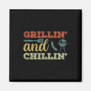 Funny Bbq Shirt For Men Vintage Grillin And Chilli Magnet