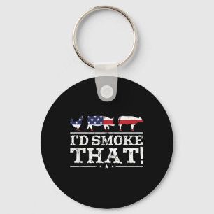 Funny Bbq Shirt Id Smoke That Meat Pitmaster Grill Key Ring