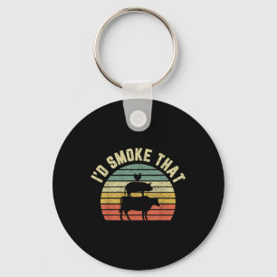 Funny Bbq Shirt Id Smoke That Retro Barbeque Grill Key Ring