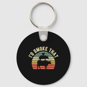 Funny Bbq Shirt I'd Smoke That Retro Rbeque Grilli Key Ring