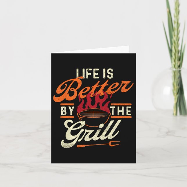 Funny Bbq Shirts Life Is Better  Card (Front)