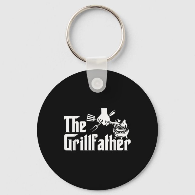 Funny Bbq Shirts - The Grillfather Pitmaster Grill Key Ring (Front)
