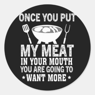 Funny Bbq Smoke Grilling Rbecue Grill  Classic Round Sticker
