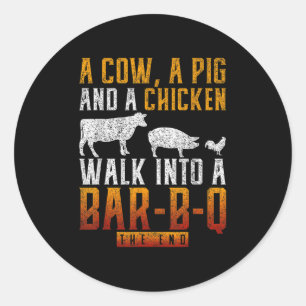 Funny Bbq Smoked Meat Pork Grilling Bar Gift Barbe Classic Round Sticker