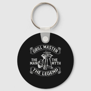 Funny Bbq Smoker Grill Master The Man The Myth Leg Key Ring