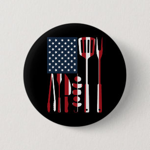 Funny Bbq Smoker Grilling Tools Rbecue American Fl 6 Cm Round Badge