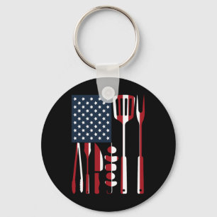 Funny Bbq Smoker Grilling Tools Rbecue American Fl Key Ring