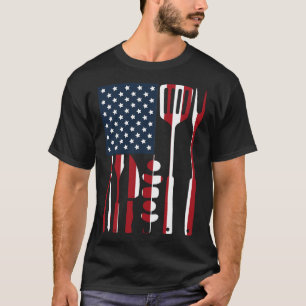 Funny Bbq Smoker Grilling Tools Rbecue American Fl T-Shirt