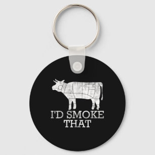 Funny Bbq Smoking Meat Grilled Steak Id Smoke That Key Ring