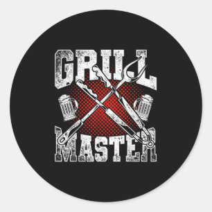 Funny Bbq Steak Grill Master Smoked Meat Grilling  Classic Round Sticker