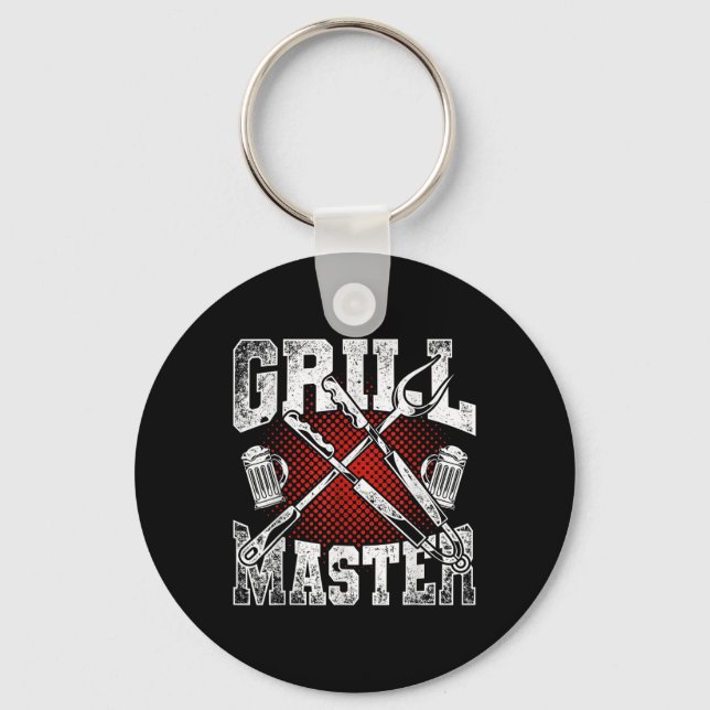 Funny Bbq Steak Grill Master Smoked Meat Grilling  Key Ring (Front)