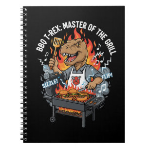 Funny BBQ T-Rex Master of the Grill Dinosaur Dad Notebook