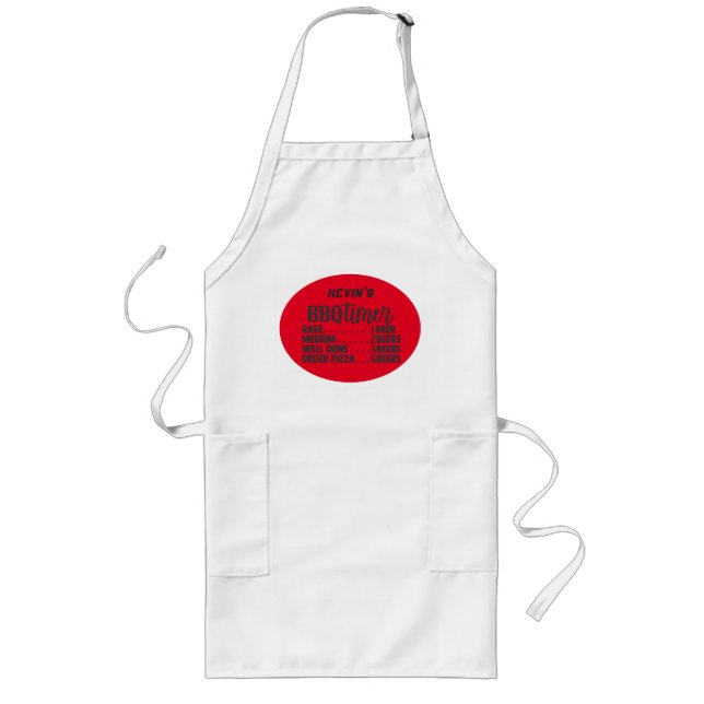 Funny BBQ Timer Backyard Chef Personalize Long Apron (Front)