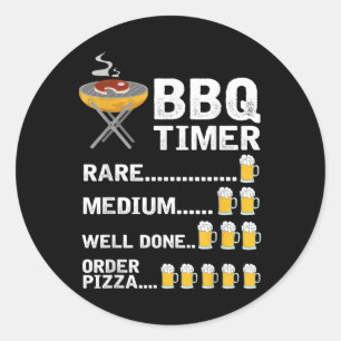 Funny Bbq Timer, Barbecue, Grill, Grilling  Classic Round Sticker