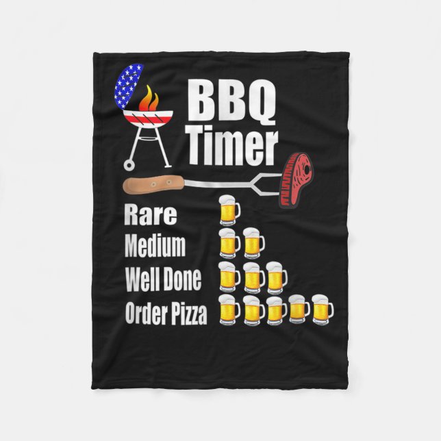 Funny Bbq Timer Barbecue Grill Grilling Gift Beer  Fleece Blanket (Front)