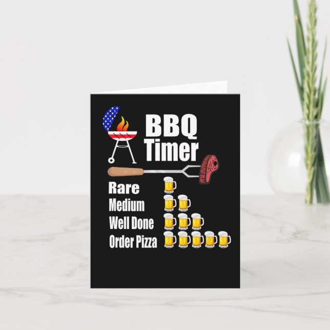 Funny Bbq Timer - Barbecue Grill Grilling Gift  Card (Front)
