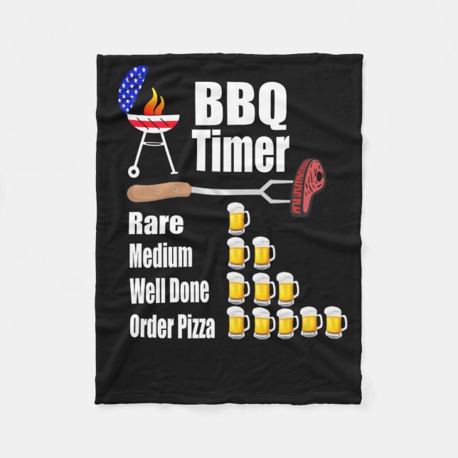 Funny Bbq Timer - Barbecue Grill Grilling Gift  Fleece Blanket (Front)