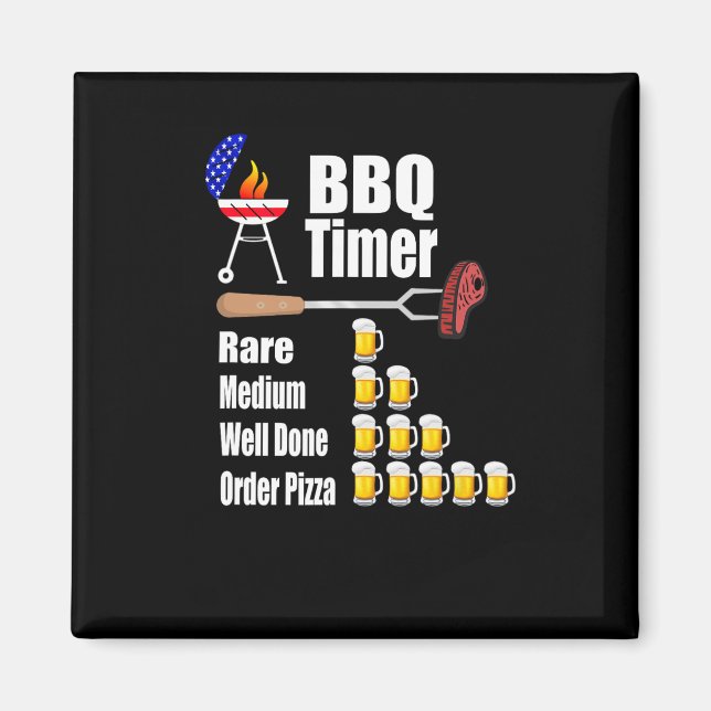 Funny Bbq Timer - Barbecue Grill Grilling Gift  Magnet (Front)