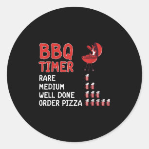 Funny Bbq Timer Barbecue Grill Master Grilling Dri Classic Round Sticker