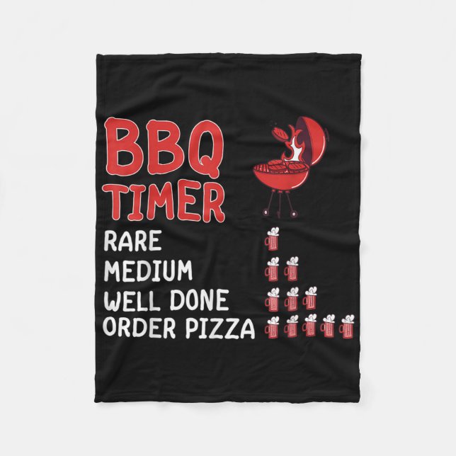 Funny Bbq Timer Barbecue Grill Master Grilling Dri Fleece Blanket (Front)