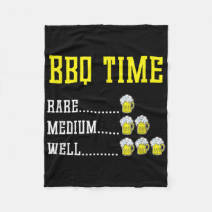 Funny Bbq Timer Beer Drinking Gift Smoked Meat Bar Fleece Blanket