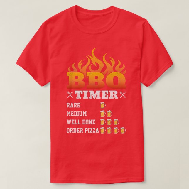 Funny BBQ Timer, Beer Timing Barbeque Grilling Gri T-Shirt (Design Front)