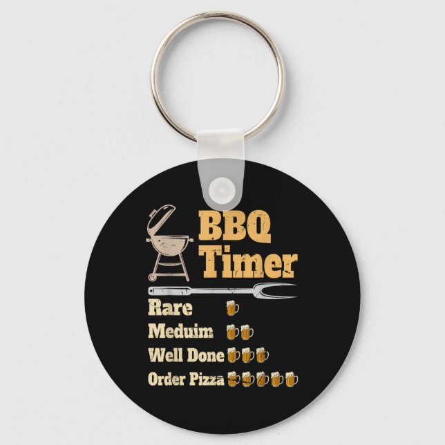 Funny Bbq Timer Grilling  Key Ring (Front)