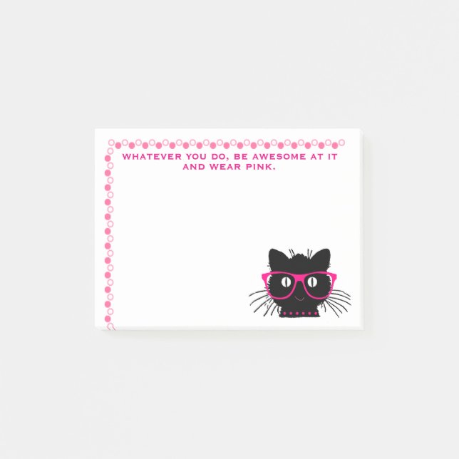 Funny "Be Awesome--Wear Pink" Post-it Notes (Front)