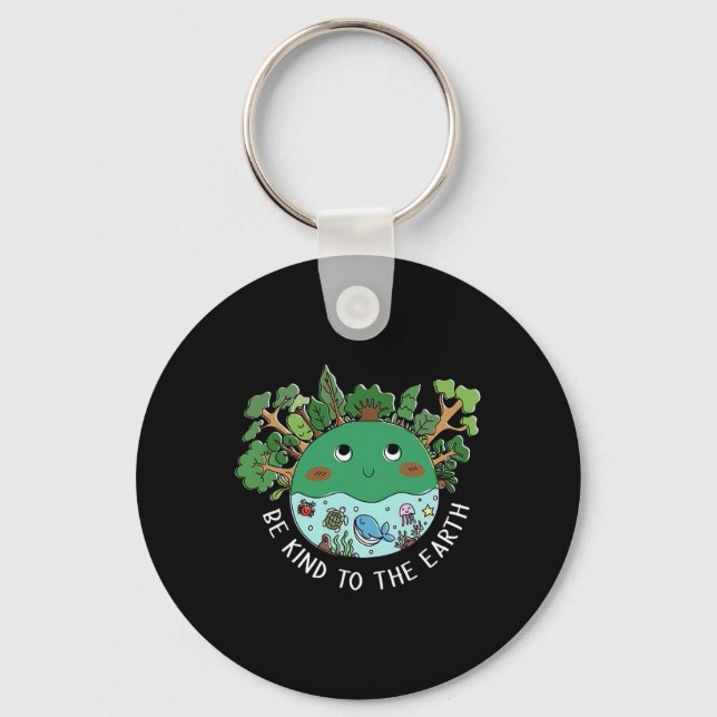 Funny Be Kind To The Earth Planet Nature Tree Eart Key Ring (Front)
