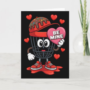 Funny Be Mine Disc Golf Valentine Cute Sket Charac Card