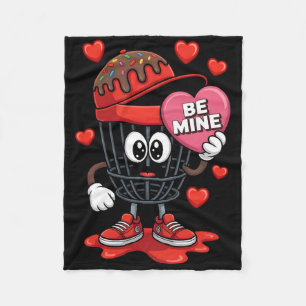 Funny Be Mine Disc Golf Valentine Cute Sket Charac Fleece Blanket