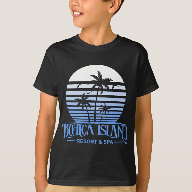 Funny Beach Bohica Island Resort And Spa Military  T-Shirt (Front)