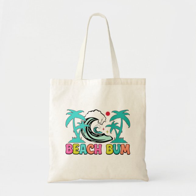 Funny beach bum word art  tote bag (Front)