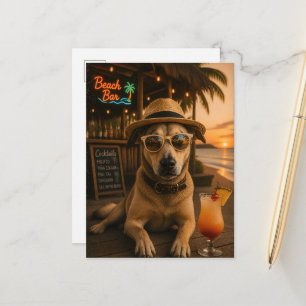 Funny Beach Dog Wall Art Printable Postcard