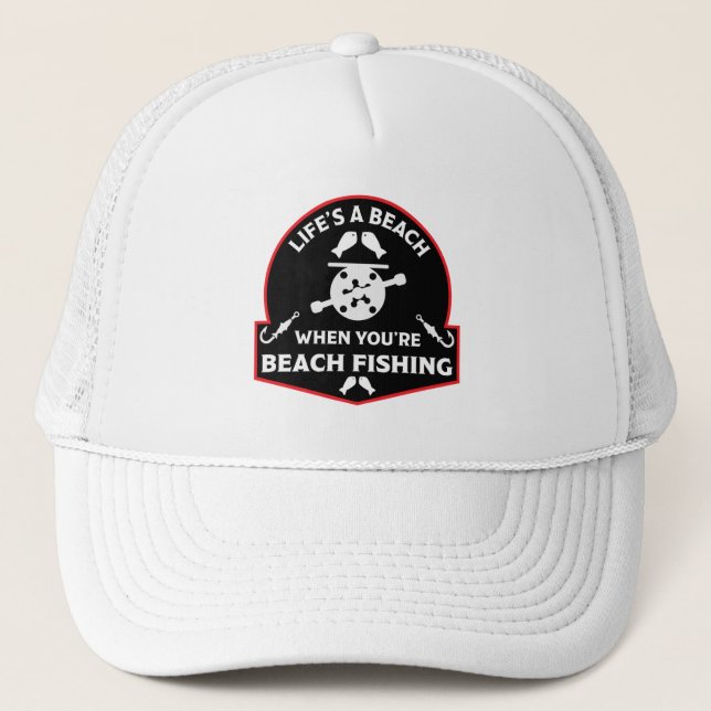 Funny Beach Fishing Trucker Hat (Front)