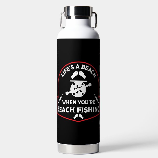 Funny Beach Fishing Water Bottle (Front)