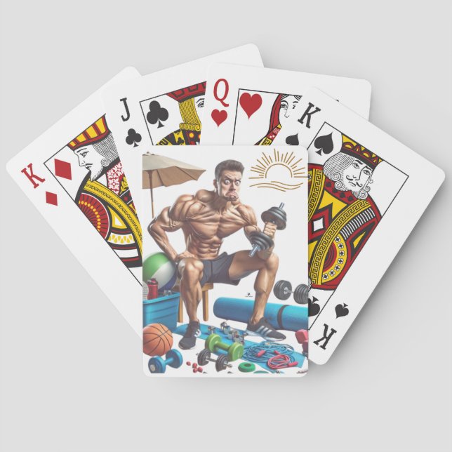 Funny Beach Fitness Playing Cards (Back)