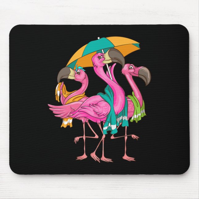 Funny Beach Flamingos With Towels Cool Summer Bird Mouse Pad (Front)