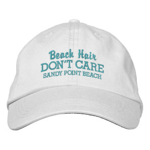 Funny Beach Hair Don't Care Custom Beach Name Embroidered Hat