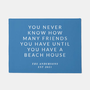 Funny Beach House Quote Blue Personalised Doormat