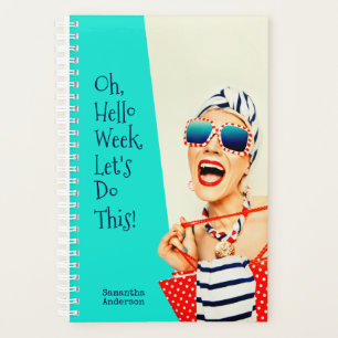 Funny Beach Lady Personalised Woman's Retro Style Planner