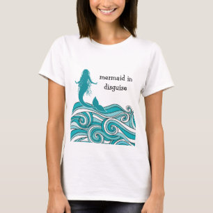 Funny Beach Mermaid Design T-Shirt