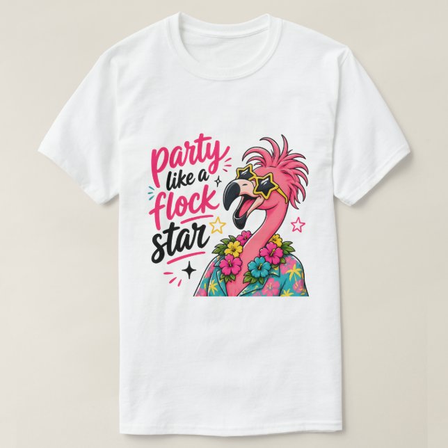 Funny beach pink flamingo  T-Shirt (Design Front)
