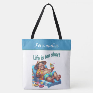 Funny Beach Quote Life is too Short Personalised Tote Bag