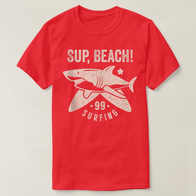 Funny Beach Summer Shark Tshirt Whats Sup Beach Su (Design Front)