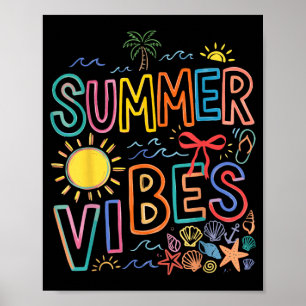 Funny Beach Summer Vibes Women Kids Summer Poster
