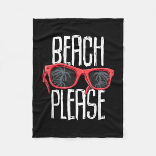 Funny beach sunglasses palm trees tropical fleece blanket