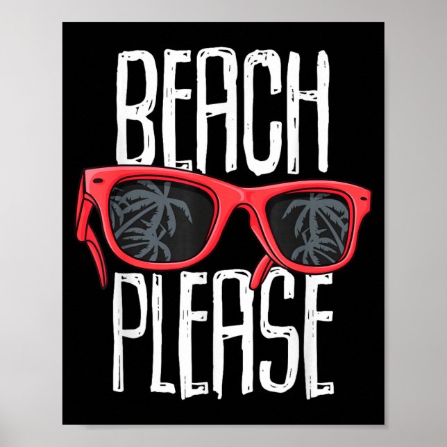 Funny beach sunglasses palm trees tropical poster (Front)