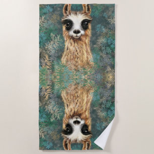Funny Beach Towel Curious Playful Llama