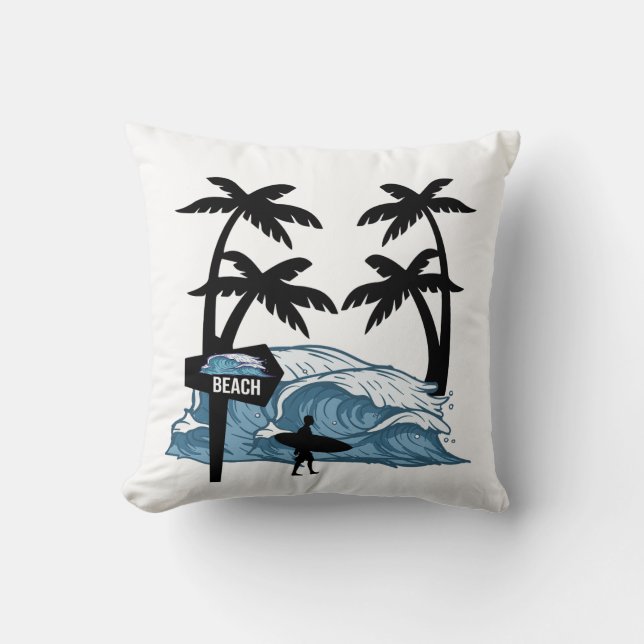 Funny Beach Wave Cushion (Front)